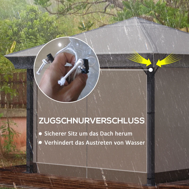 Outsunny Pavillon-Regenabdeckung, Gartenpavillon-Schutz, windfest, wasserfest, Kunststoff-Plane, 300L x 300B x 80H cm