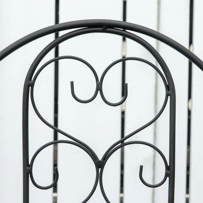 Outsunny Portapiante Verticale Pieghevole con 5 Vasi da Esterno in Metallo, 82x12.5x150cm, Nero