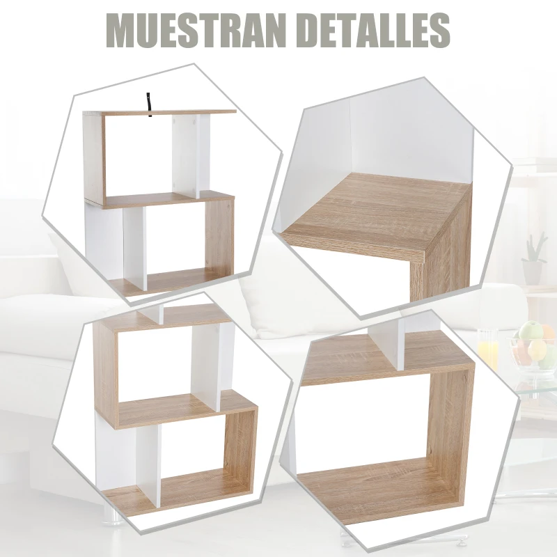 HOMCOM Estantería Librería 4 Estante Estantería Alta Pared Estante de Exposición Forma S Diseño Moderno para Salón Oficina 60x24x148cm Madera