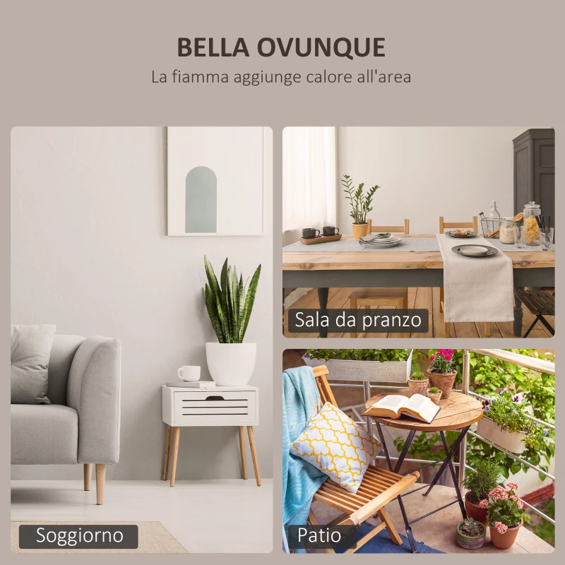 HOMCOM Caminetto a Bioetanolo da Parete in Acciaio Inossidabile Inodore con 3 Serbatoi 1.5LT, 136 x 14 x 54cm, Argento e Nero