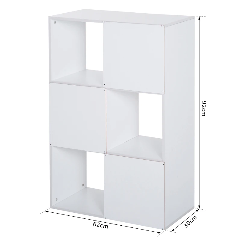 Homcom Etagère Contemporaine à 6 Casiers en Bois Blanc 92 x 30 x 92 cm