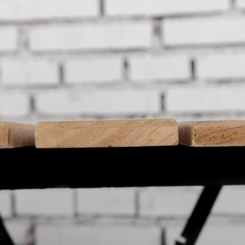 Outsunny Bistroset für 2 Personen Klappbar Bistrotisch mit 2 Stühlen Gartenmöbel Metall Kiefernholz Natur