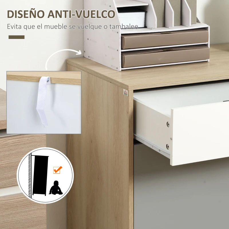 HOMCOM Aparador Auxiliar Mueble de Almacenamiento de Salón con 2 Armarios Cerrados y 2 Cajones Patas Elevadas de Madera de Pino para Cocina Dormitorio Entrada 100x40x79,5 cm Multicolor(m-5)