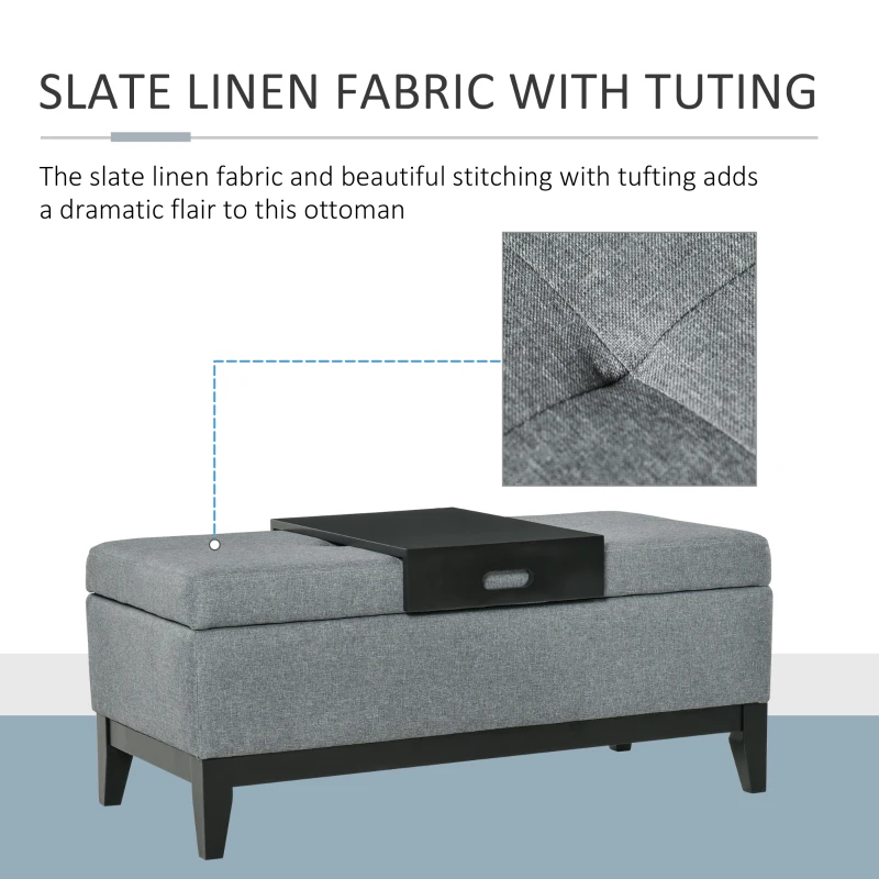 HOMCOM Cassapanca Imbottita con Contenitore Portaoggetti con Vassoio 107×50×44cm