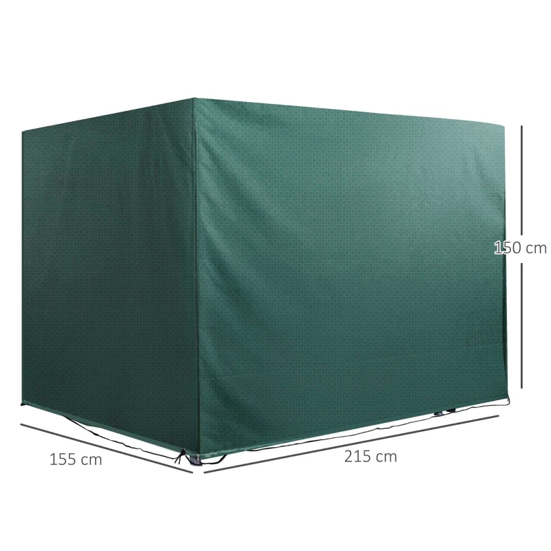 Outsunny Copertura per Dondolo da Giardino Impermeabile Anti UV Anti Muffa con Fissaggio PE 215x155x150cm Verde
