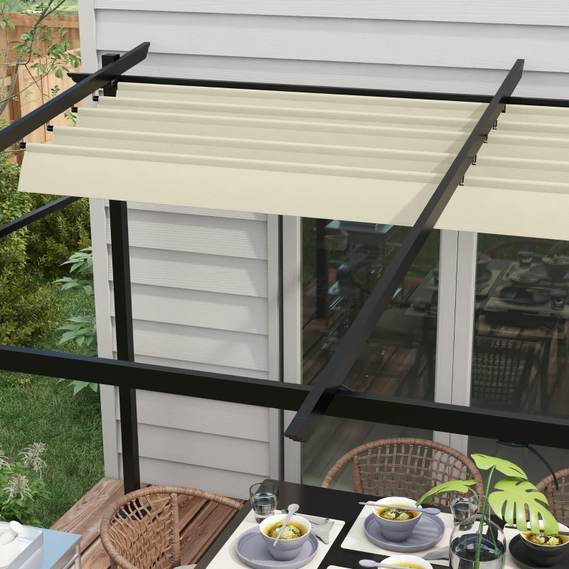 Outsunny Pergola rétractable 4 x 3 m structure métal époxy anticorrosion toile Polyester180 g/m² Incluse Beige