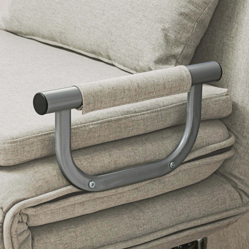 HOMCOM Poltrona Letto Singolo e Chaise Longue in Tessuto con Schienale Regolabile a 3 Livelli, Grigio