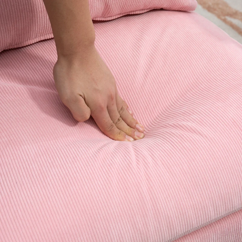 HOMCOM Sillón de Relax con Reposapiés Sillón Reclinable con Respaldo Ajustable Tapizado en Pana 68x91,5x88 cm Rosa