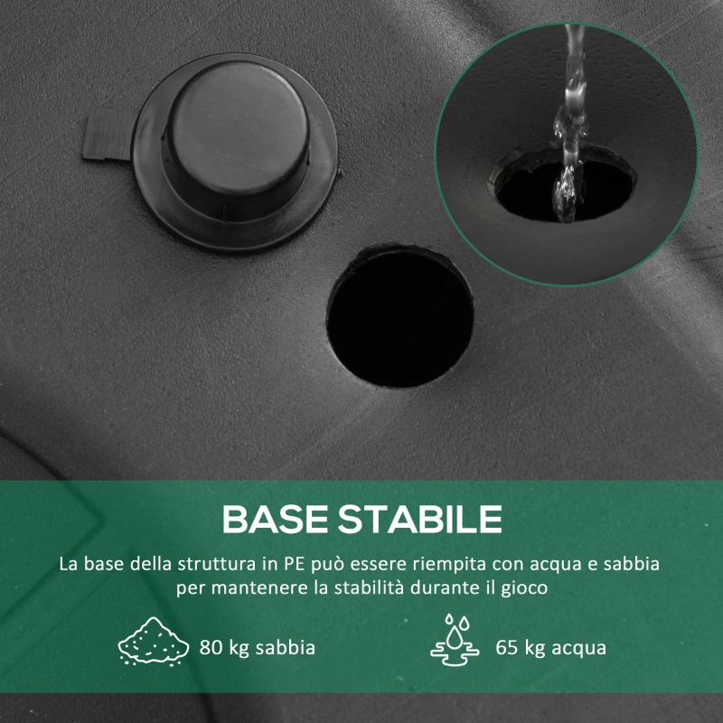 HOMCOM Canestro Basket Altezza Regolabile 160-305cm, Base con Ruote e Struttura in Acciaio, Tabellone in PVC Trasparente