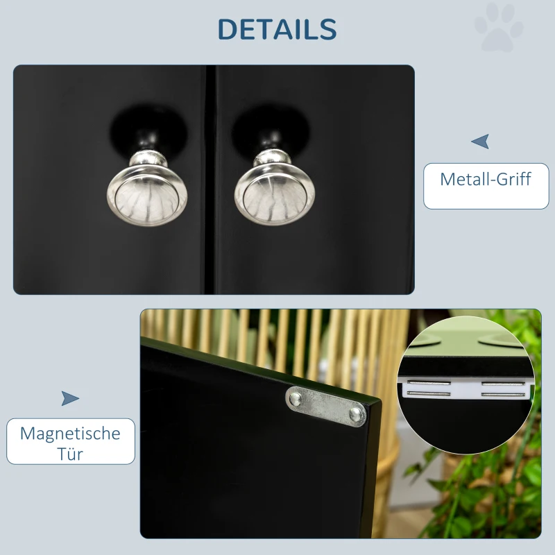 PawHut Erhöhte Futterstation mit 2 Edelstahlschüsseln und 44 L Stauraum, Magnettüren, für große Hunde, Schwarz