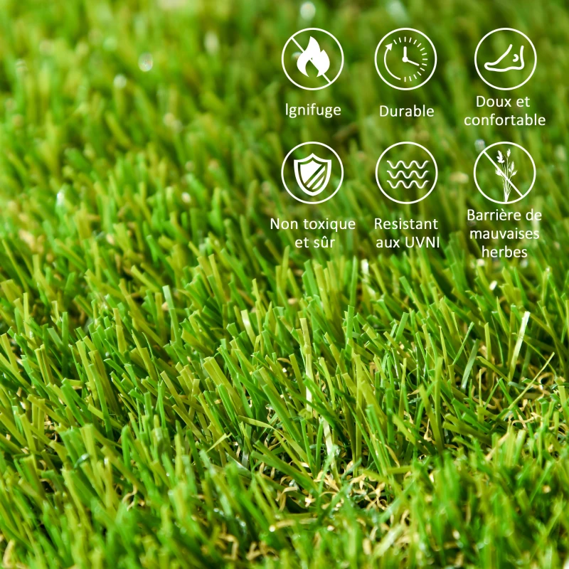 Outsunny Gazon synthétique Artificiel Set de 10 Dalles Carreaux 30 x 30 cm épaisseur Confort 3,5 cm à emboîter Vert