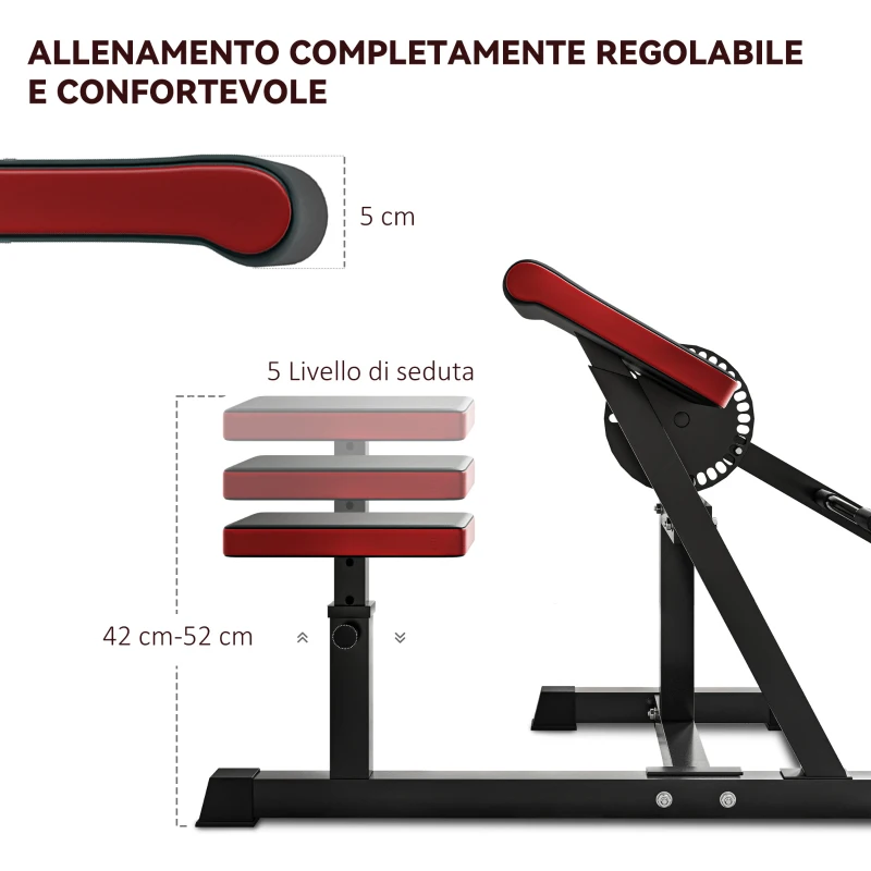SPORTNOW Panca Romana 2 in 1 per Curl e Tricipiti con Sedile a 5 Livelli e 25 Regolazioni, Nero