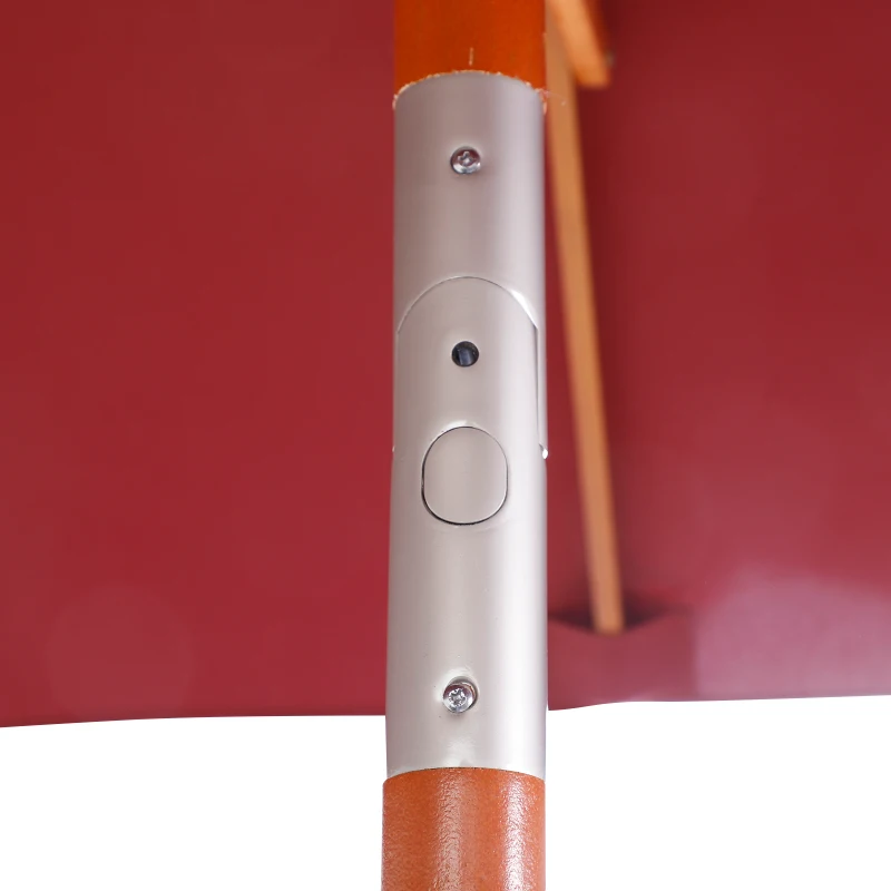 Outsunny 2m x 1.5m Garden Parasol Umbrella with Tilting Sunshade Canopy, Outdoor Market Table Umbrella with Wood and Bamboo Frame, Wine Red