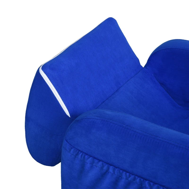 HOMCOM Poltroncina Letto 2 in 1 per Cameretta Bambini con Imbottitura e Rivestimento Flanella Blu, Max.65 kg, 47x45x38cm