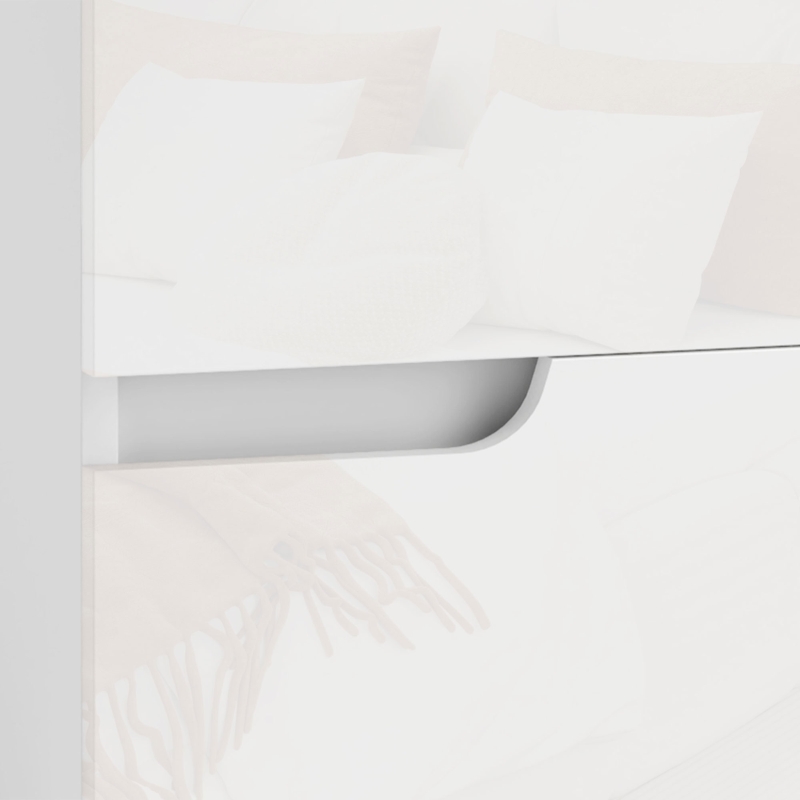 HOMCOM Mesita de Noche Moderna Mesilla de Noche con Cajones con Frontal Blanco Brillante y Almohadilla 40x40x48 cm Blanco