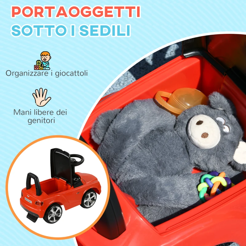 AIYAPLAY Macchina Cavalcabile a Spinta per Bambini 18-36 Mesi con Licenza Bentley Bentayga, Clacson e Musica, Rosso