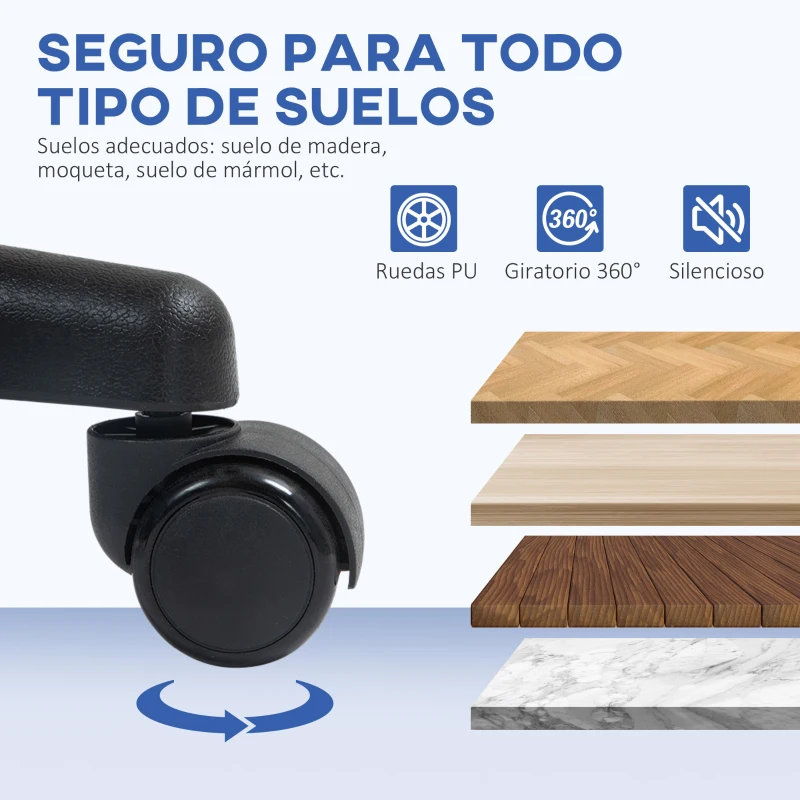 HOMCOM Silla de Oficina sin Brazos Silla de Escritorio Giratoria con Respaldo de Malla Transpirable Altura Ajustable Azul