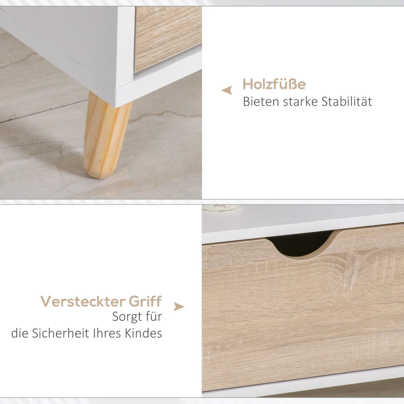 HOMCOM TV-Schrank, TV-Kommode mit Schubladen, Offene Regale, Holz, 99 x 39 x 58 cm, Weiß