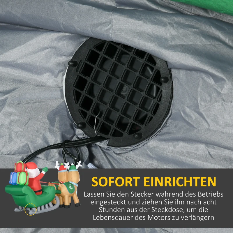 HOMCOM Aufblasbarer Weihnachtsmann, aufblasbare Weihnachtsdekoration, inkl. Gebläse, In- und Outdoor, Weiß+Gold