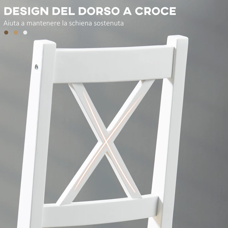 HOMCOM Set 4 Sedie per Cucina e Soggiorno con Schienale a Croce, in Legno di Pino, 41x46.5x86 cm