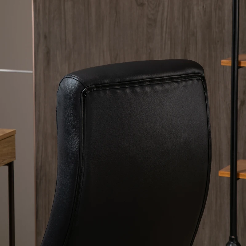 Vinsetto Silla de Oficina Ergonómica Silla de Escritorio Basculante y Giratoria 360° con Altura Ajustable Respaldo Alto y Reposabrazos Piel Sintética 61,5x66x113-123 cm Negro