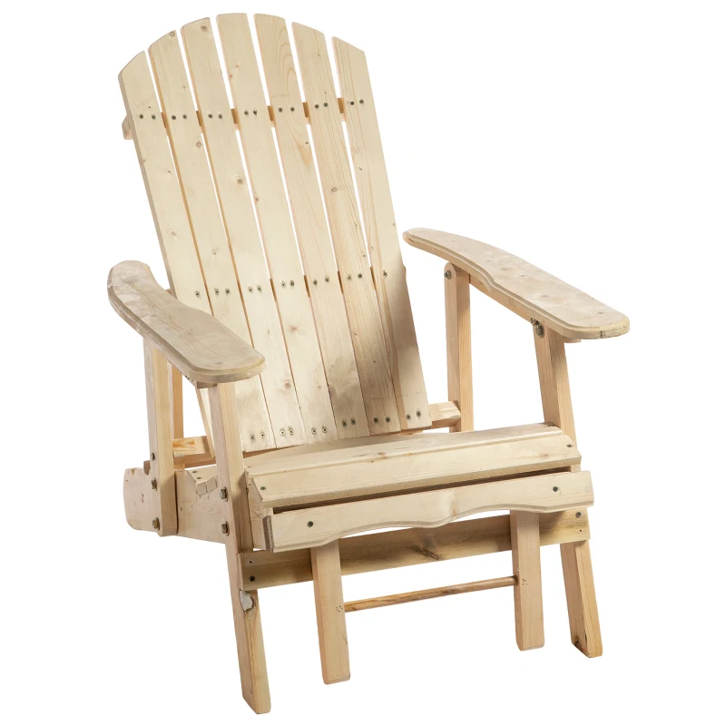 Outsunny Sedia a Sdraio Adirondack da Giardino Pieghevole Regolabile con Poggiapiedi 70 x 175 x 89cm