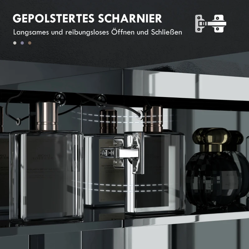 HOMCOM Spiegel-Badschrank, LED-beleuchtet, Anti-Beschlag, 50x13x70cm, Silber