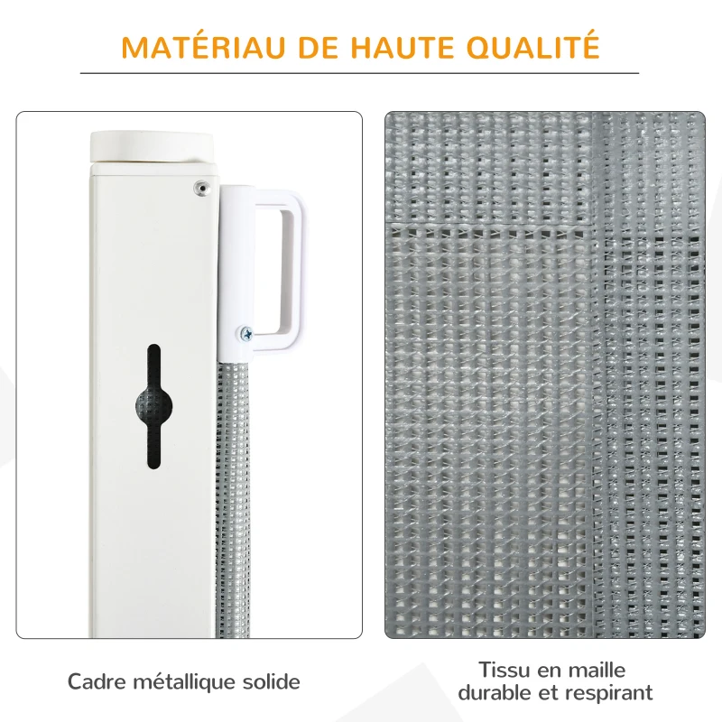 PawHut Barrière de sécurité barrière animaux rétractable automatique 1,15L x 0,83H m teslin métal gris
