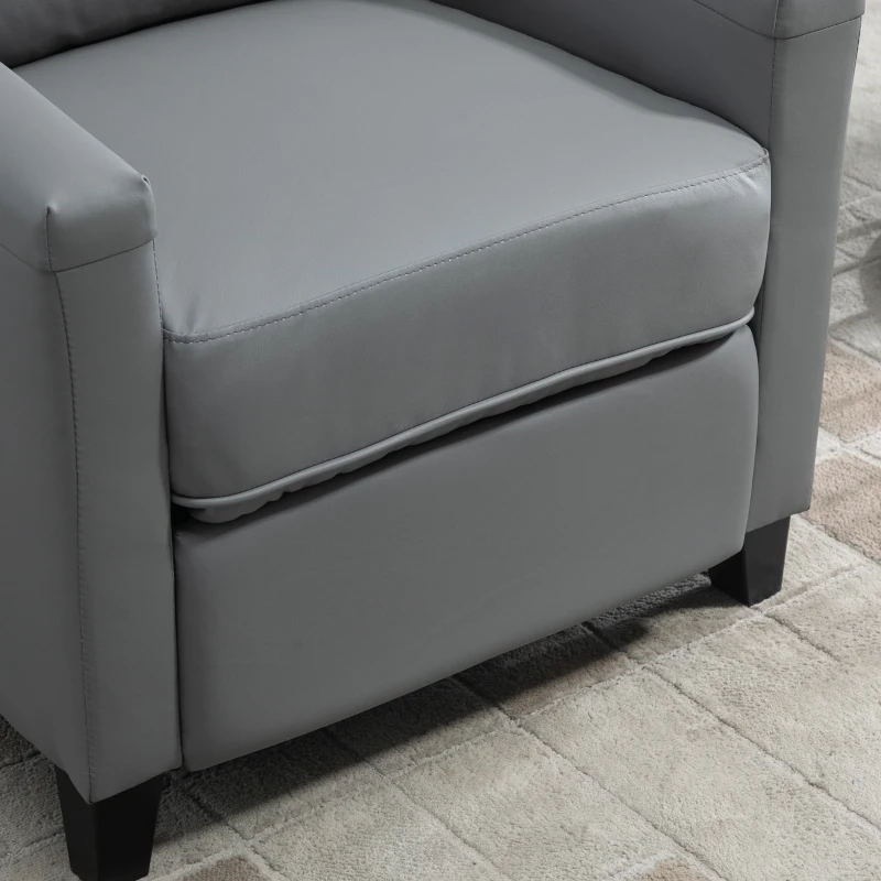 HOMCOM Poltrona Relax Imbottita e Reclinabile Manualmente, in Similpelle, 70.5x86x99cm - Grigio