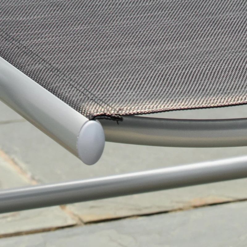 Outsunny Sedia da Giardino Pieghevole in Alluminio e Texteline Schienale Regolabile a 7 Livelli, Nero 65x55x85-105cm