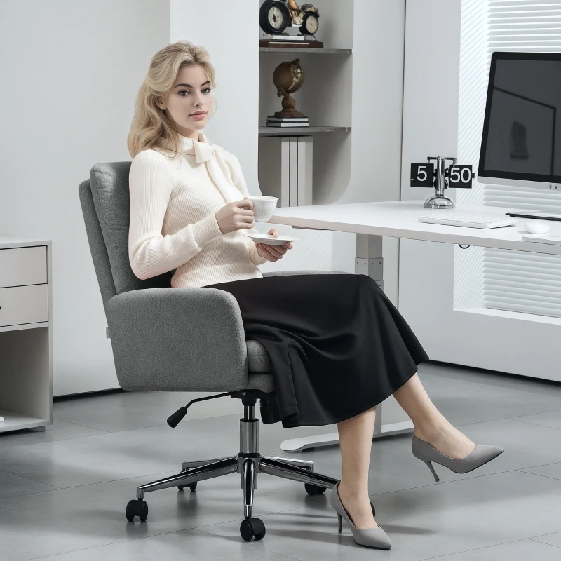 HOMCOM 91-99cm Sherpa Fleece Office Chair - Grey