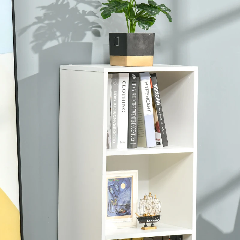 HOMCOM Scaffale Libreria con 3 Ripiani e 1 Armadietto in Legno, 40x30x129.5cm - Bianco