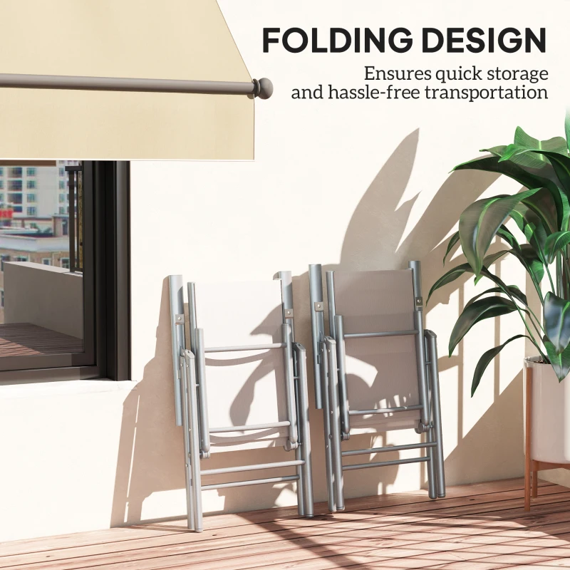 Outsunny Set of Two Aluminium Folding Chairs  - Light Grey