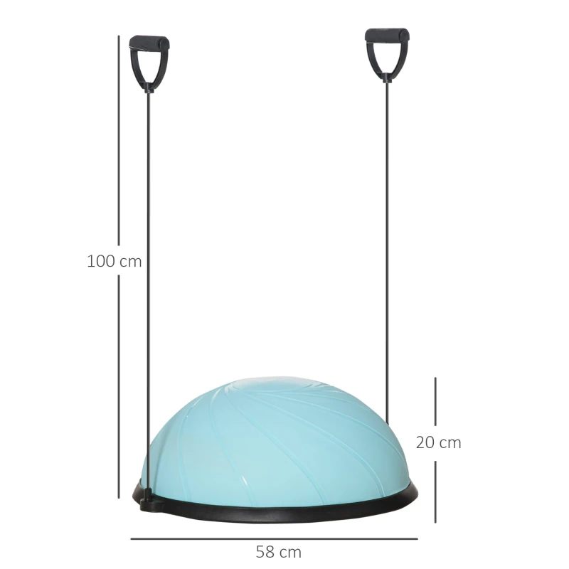 HOMCOM Ø 58 cm Yogaball Halbkugel Balance Trainer Balance-Ball Halber Gymnastikball mit Trainingsseil Zuhause für Yoga Balance Stabilität Hellblau