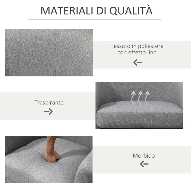 HOMCOM Poltrona Moderna Imbottita con Seduta Profonda, Poltroncina da Camera e Soggiorno, 75x72x74cm, Grigio