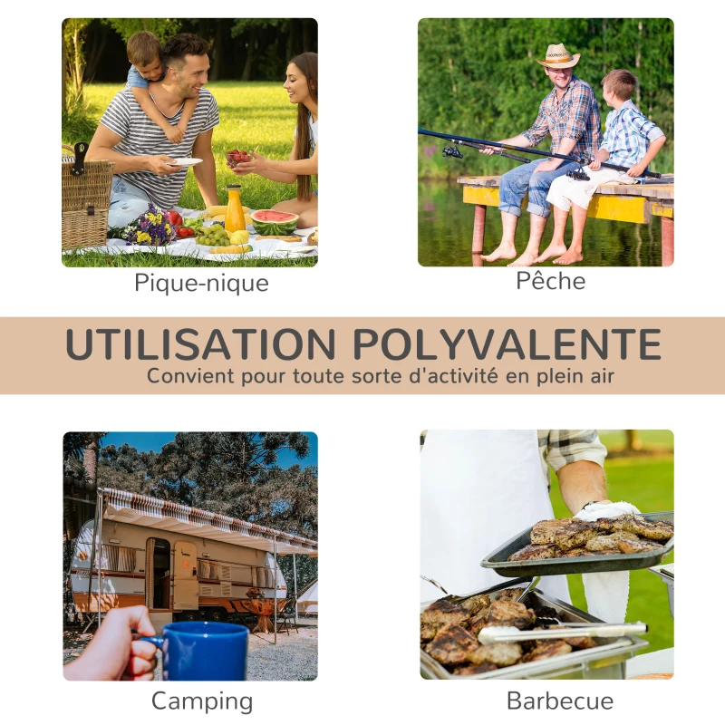 Outsunny Table basse de jardin pliable table de camping Plateau à Lattes dim. 58L x 58l x 40H cm Sac Transport Inclus Bois Sapin pré-huilé montage rapide