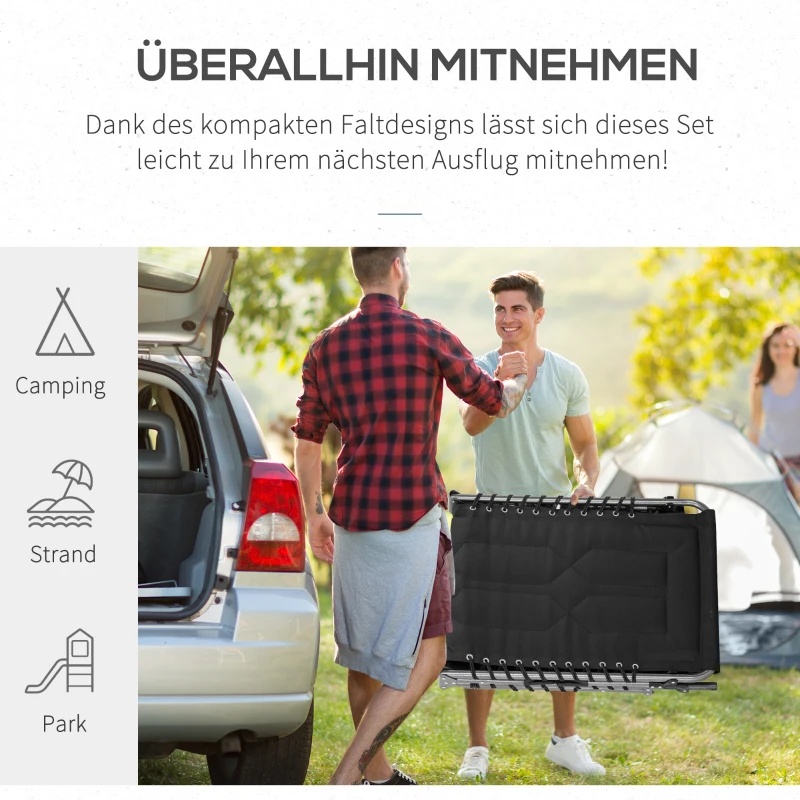 Outsunny Sonnenliege faltbar Gartenliege Klappliege mit Kissen Garten 5-stufige Rückenlehne verstellbar Stahl Oxford-Stoff Schwarz 188 x 57 x 30 cm