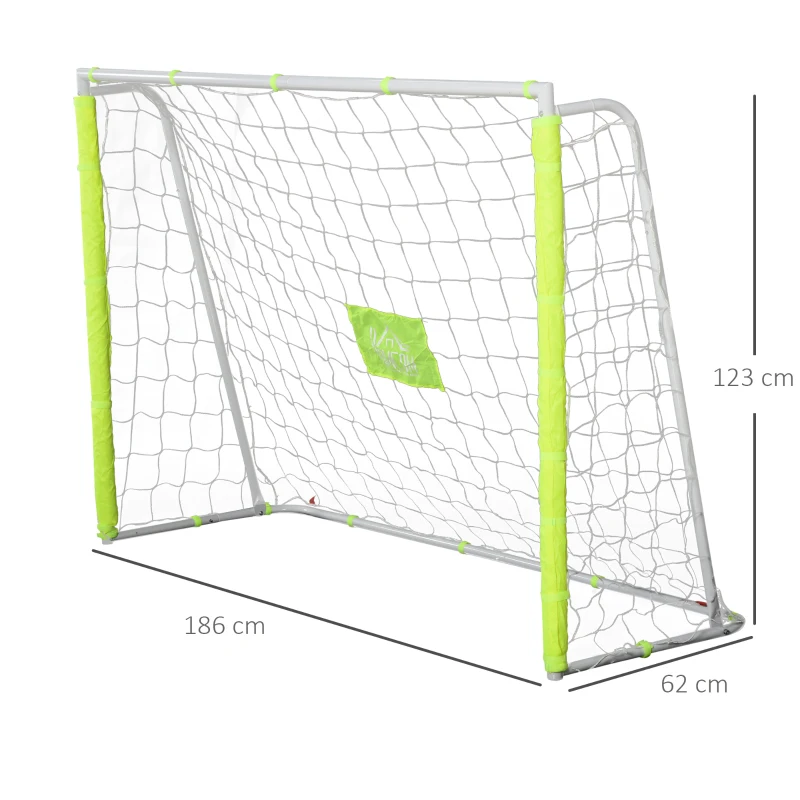 HOMCOM Porta da Calcio da Esterno in Metallo con Bersaglio e Pali in Tessuto Oxford, 186x62x123 cm, Gialla