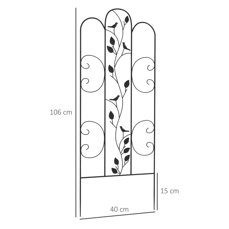 Outsunny Juego de 4 Enrejados de Jardín Soportes para Enredaderas de Acero para Plantas Trepadoras y Decoración 40x106 cm Negro
