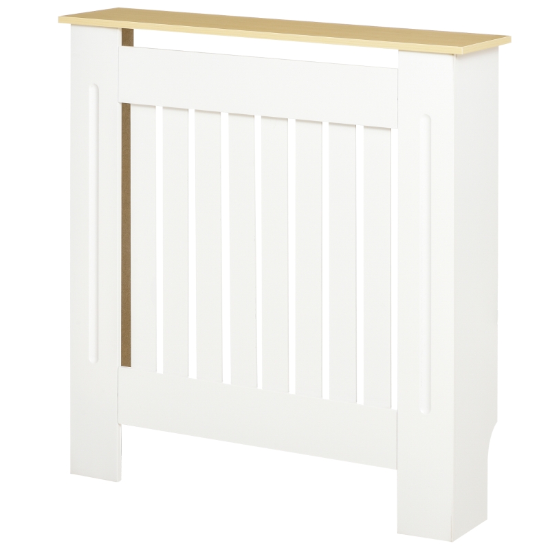 HOMCOM Mobile Copricalorifero in MDF e Legno Truciolare, Design a Doghe con Mensola Superiore, 78x19x83cm, Bianco