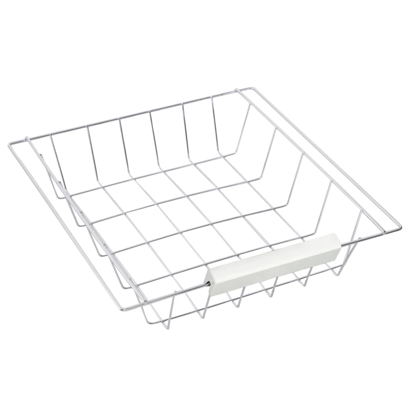 HOMCOM Carrello da Cucina Multiuso con 2 Cassetti, 2 Ripiani e 2 Cesti, in Legno di Pino, 74x37x76 cm, Bianco