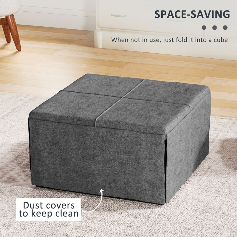 HOMCOM Folding Bed with Linen Sponge Mattress and Dust Cover, Foldable Guest Bed Compact Single Bed with Metal Frame, 69 x 181.5 cm, Grey(m-5)