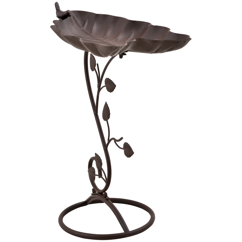 Outsunny Vogeltränke, Vogelbad in Lotosblatt-Form, Vogelbecken, Deko, Garten, Vogel, Metall, Bronze, 38,5 x 31 x 54 cm
