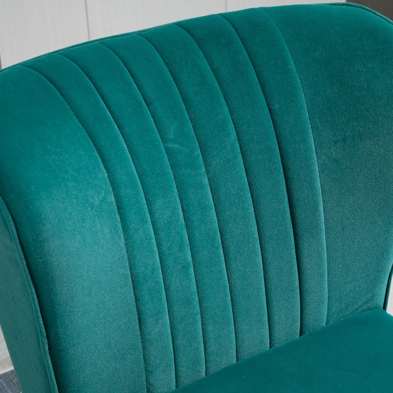 HOMCOM Poltrona Moderna in Stile Scandinavo Imbottita e Rivestita in Tessuto Vellutato, 56x65.5x82.5cm - Verde