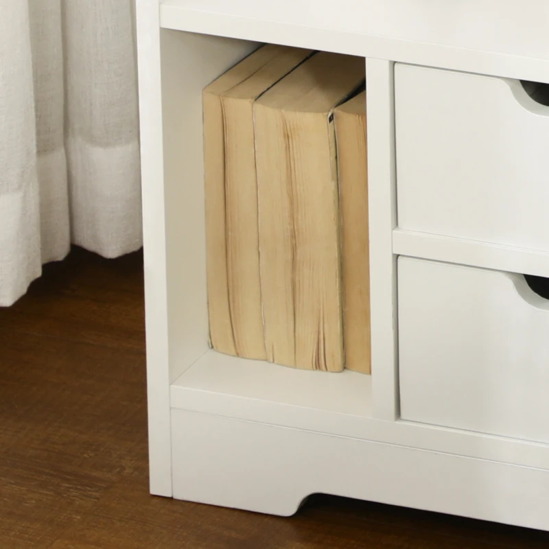 HOMCOM Table de Chevet Table de Nuit Multi-Rangement 2 tiroirs Niche étagère en bois Blanc