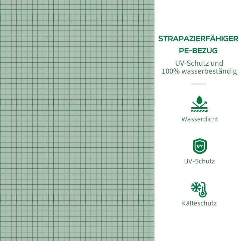 Outsunny Foliengewächshaus Innenhof Balkon Mini-Tragbarer Metallrahmen warmer Gartenschuppen Stahl PE-Kunststoff Grün 100 x 50 x 150 cm