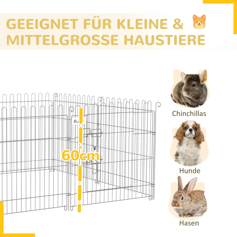 PawHut Freilaufgehege Welpenauslauf Welpenzaun Laufstall Welpengitter für Tiere 8-teilig B63 x H60 cm