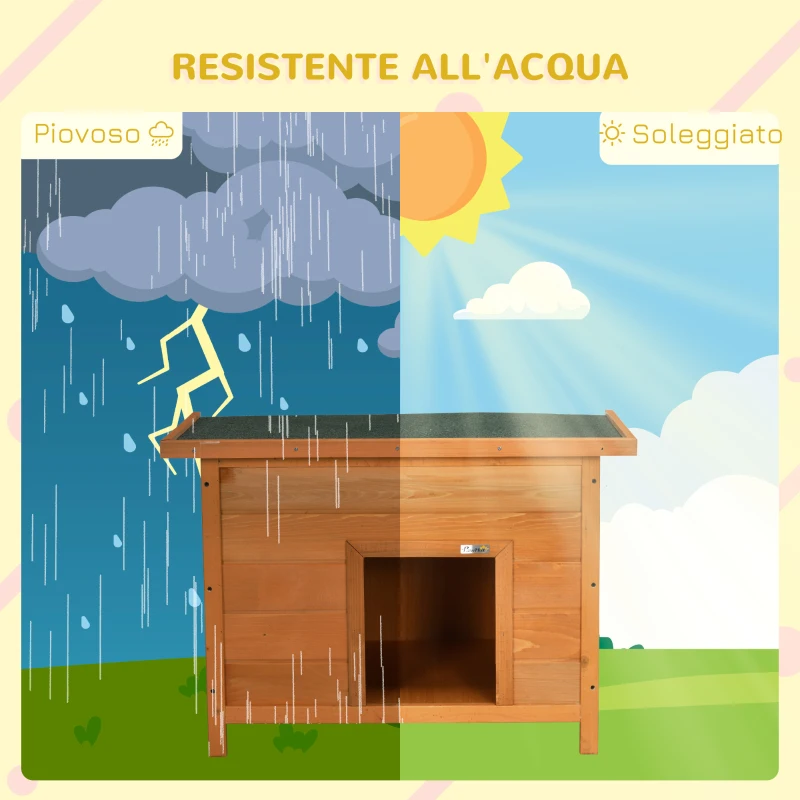 PawHut Cuccia per Cani Impermeabile da Esterno in Legno di Abete, 82 x 58 x 58cm