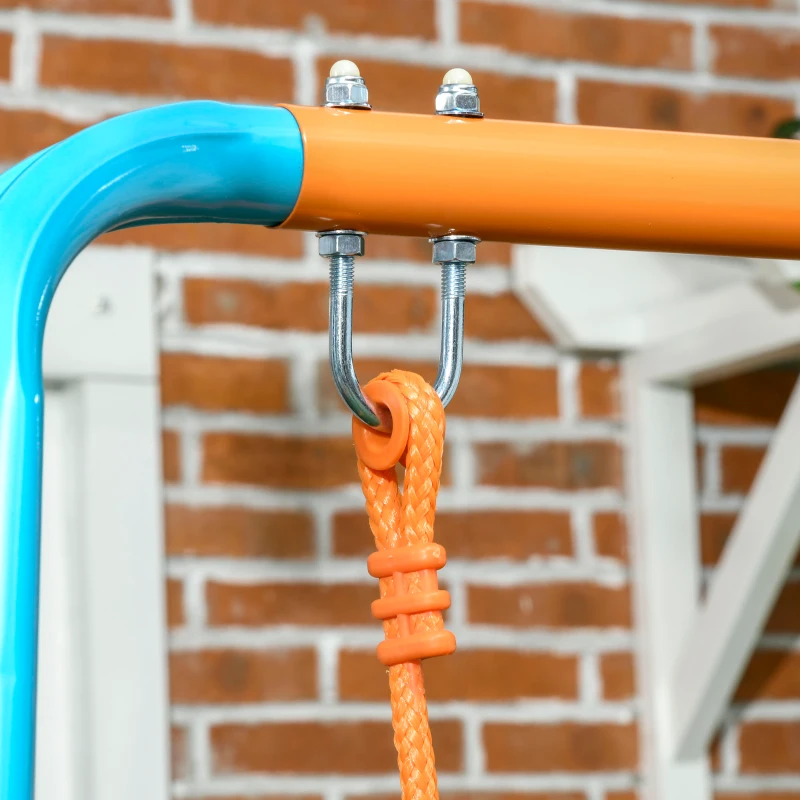 Outsunny Altalena per Bambini 3-8 Anni da Giardino in Acciaio e PE con Seggiolino e Picchetti, 163x145x181 cm