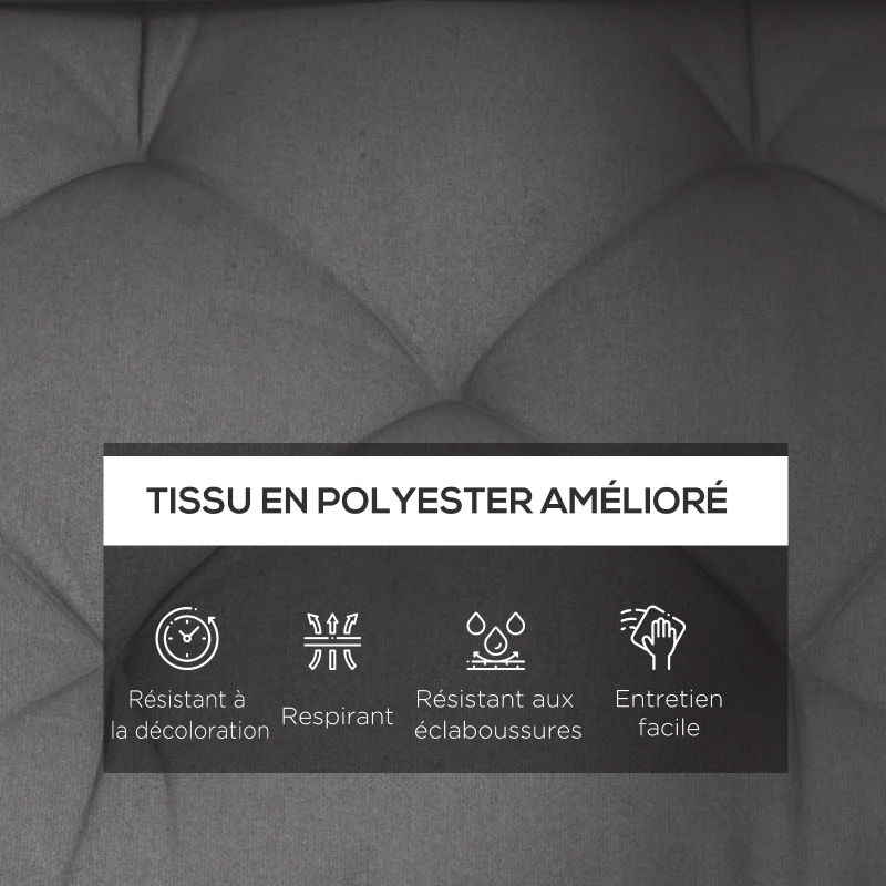 Outsunny Ensemble de 3 coussins d'extérieur pour banquette canapé 1 coussin d'assise 1 coussins de dossier et 1 coussin latéral